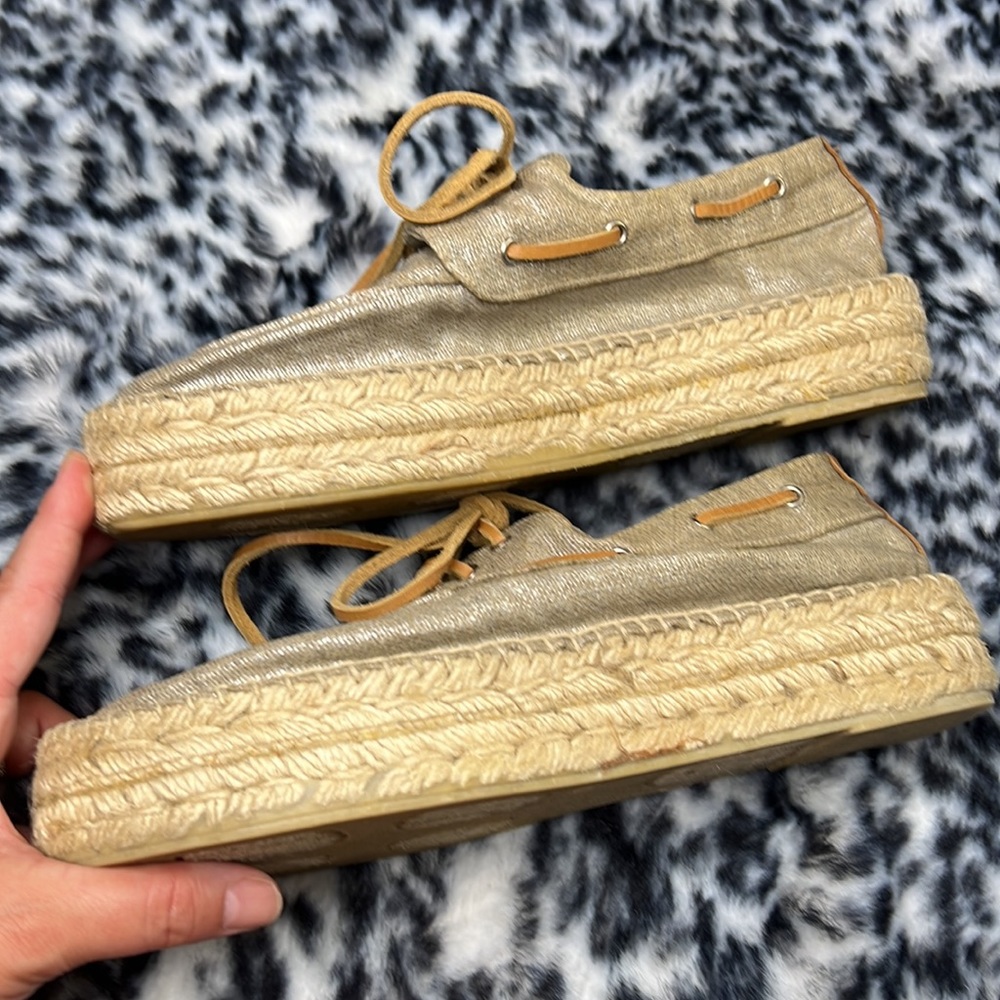 Tory Burch Natural Canvas Espadrille with Tan Leather Laces - Picture 7 of 12